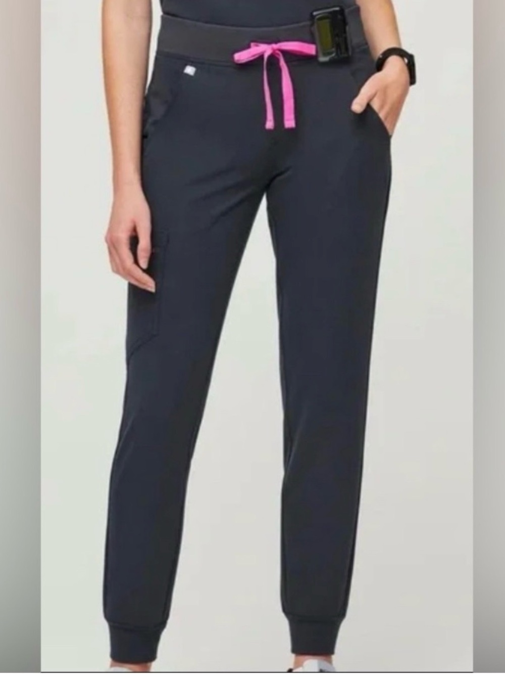 FIGS Zamora Navy Blue Pink Drawstring Jogger Scrub Pants Women's size XL Tall